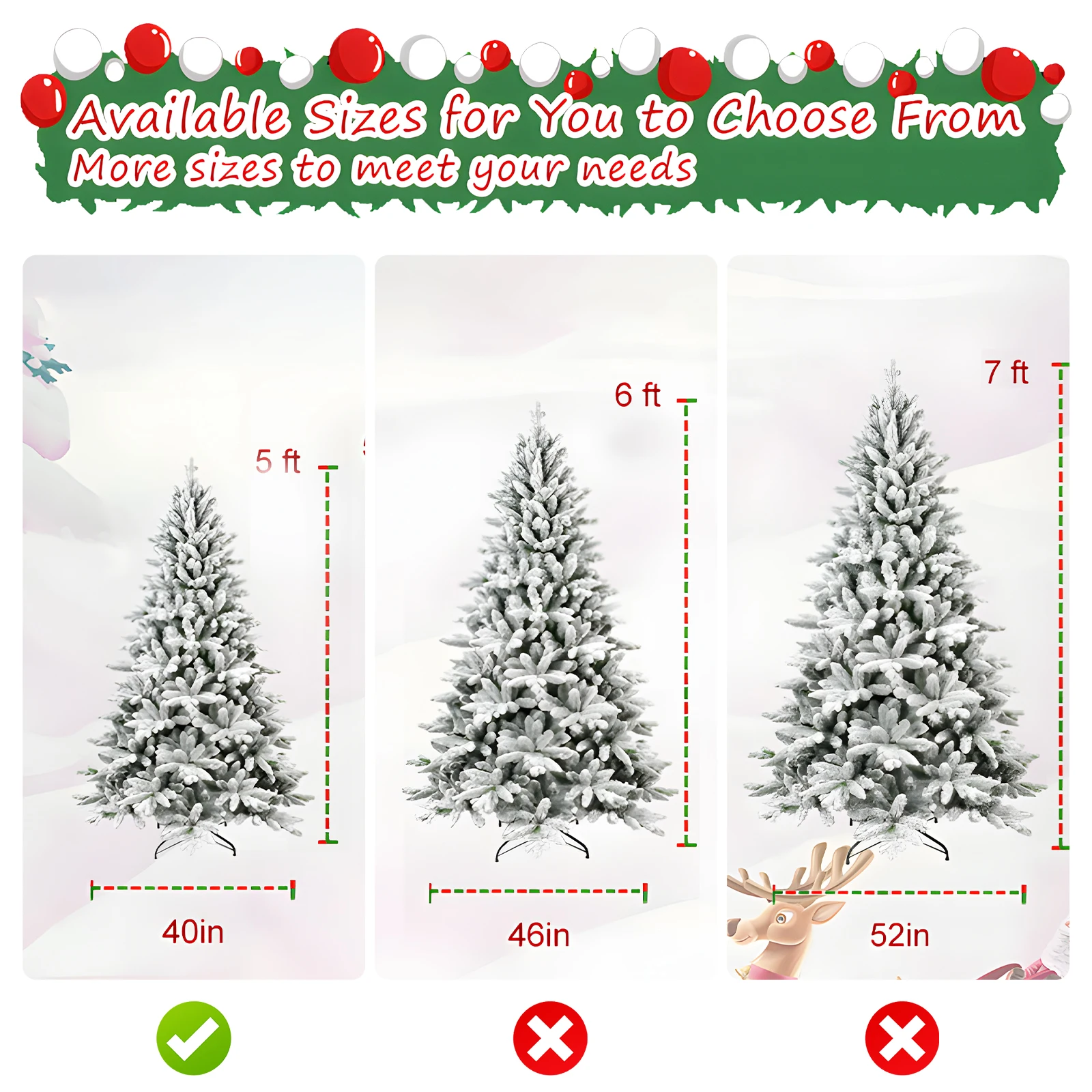 5/6/7FT Pre-lit Artificial Christmas Tree 768 Branch Tips Automatic Open PE/PVC Mixed Flocking Xmas Tree with Metal Stand Base