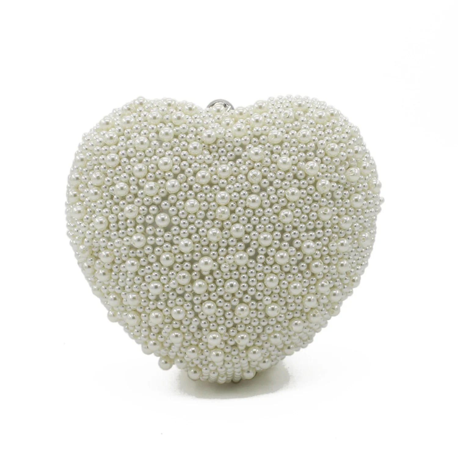New Heart Shaped Full Pearls Beaded Women One Shoulder Bag Clutch Ladies Evening Banquet Dress Party Handbag Formal Dress Bag view 3