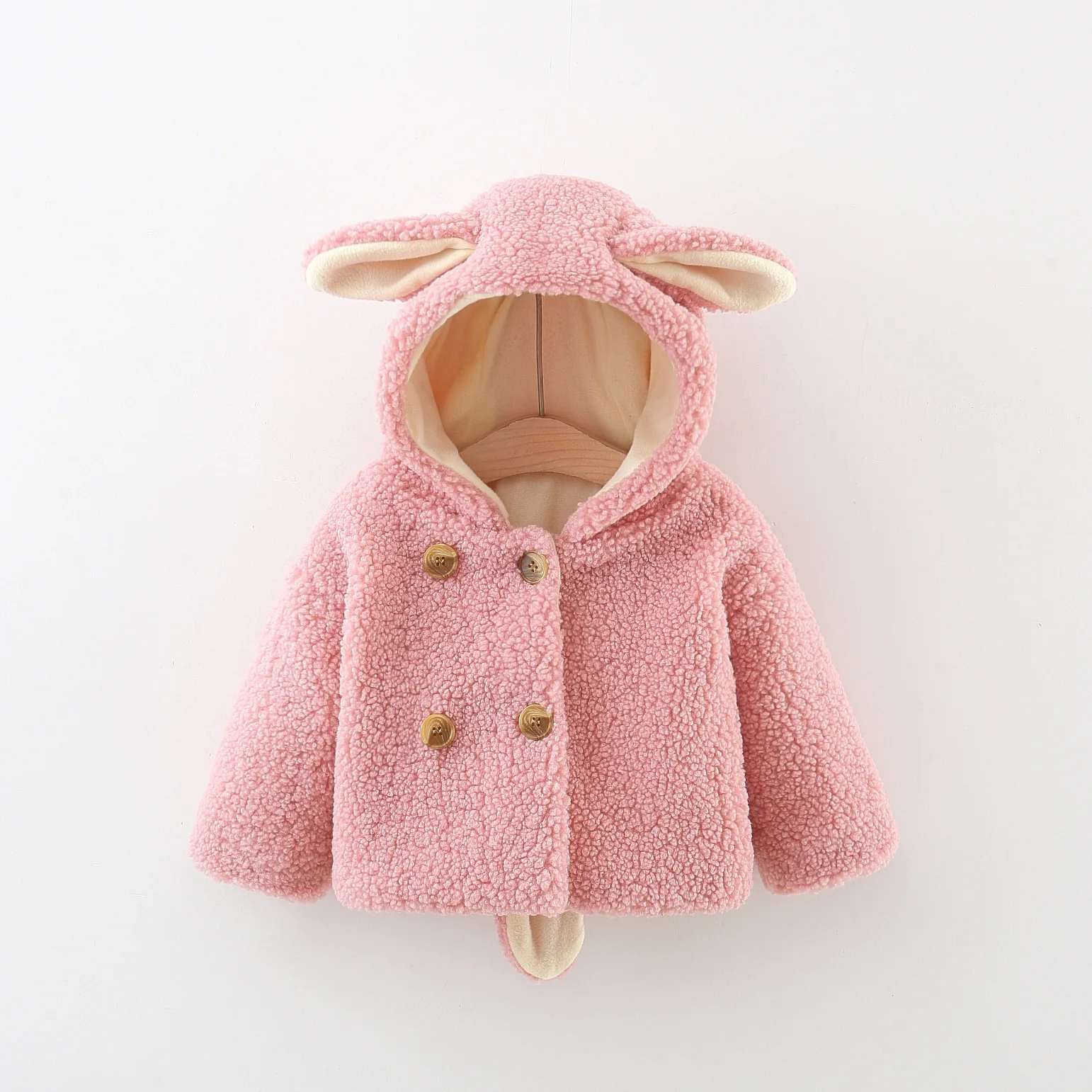 Winter New Simple Solid Color Children\'S Long Sleeved Coat, Fashionable And Warm Baby Girl Clothes (9 Months -3 Years Old)