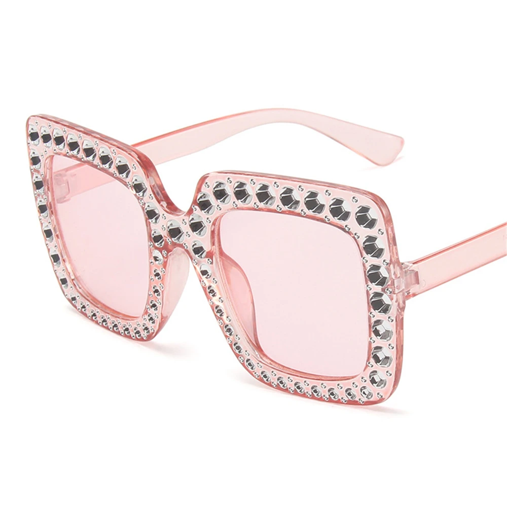 Lunettes de soleil carrées surdimensionnées V400, monture carrée tendance
