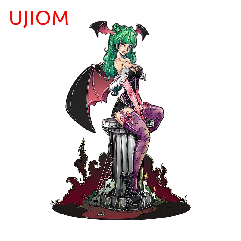 UJIOM Morrigan Aensland Peeking Wall Sticker Cool Girl Trendy Artistical Graphics Decal Waterproof Suitable For Smooth Surfaces