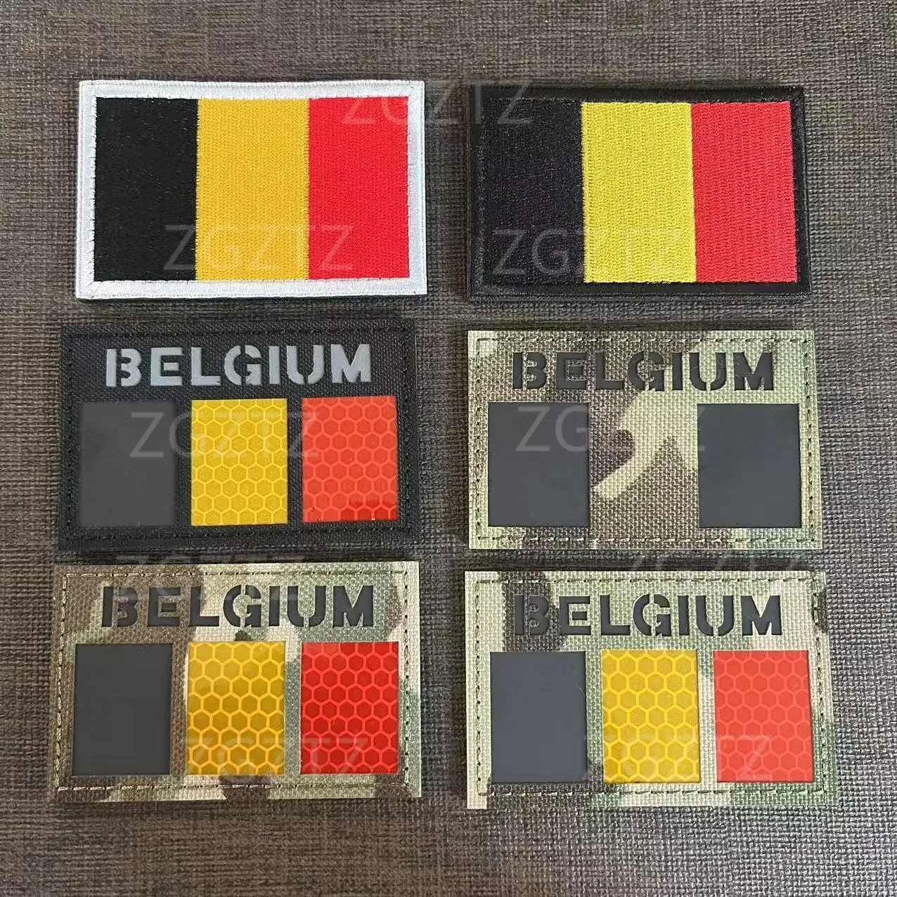 Belgium Reflective Magic Sticker Decorative Badge National Flag Tactical Patch for Clothing Military Patches Embroidery 5*8CM