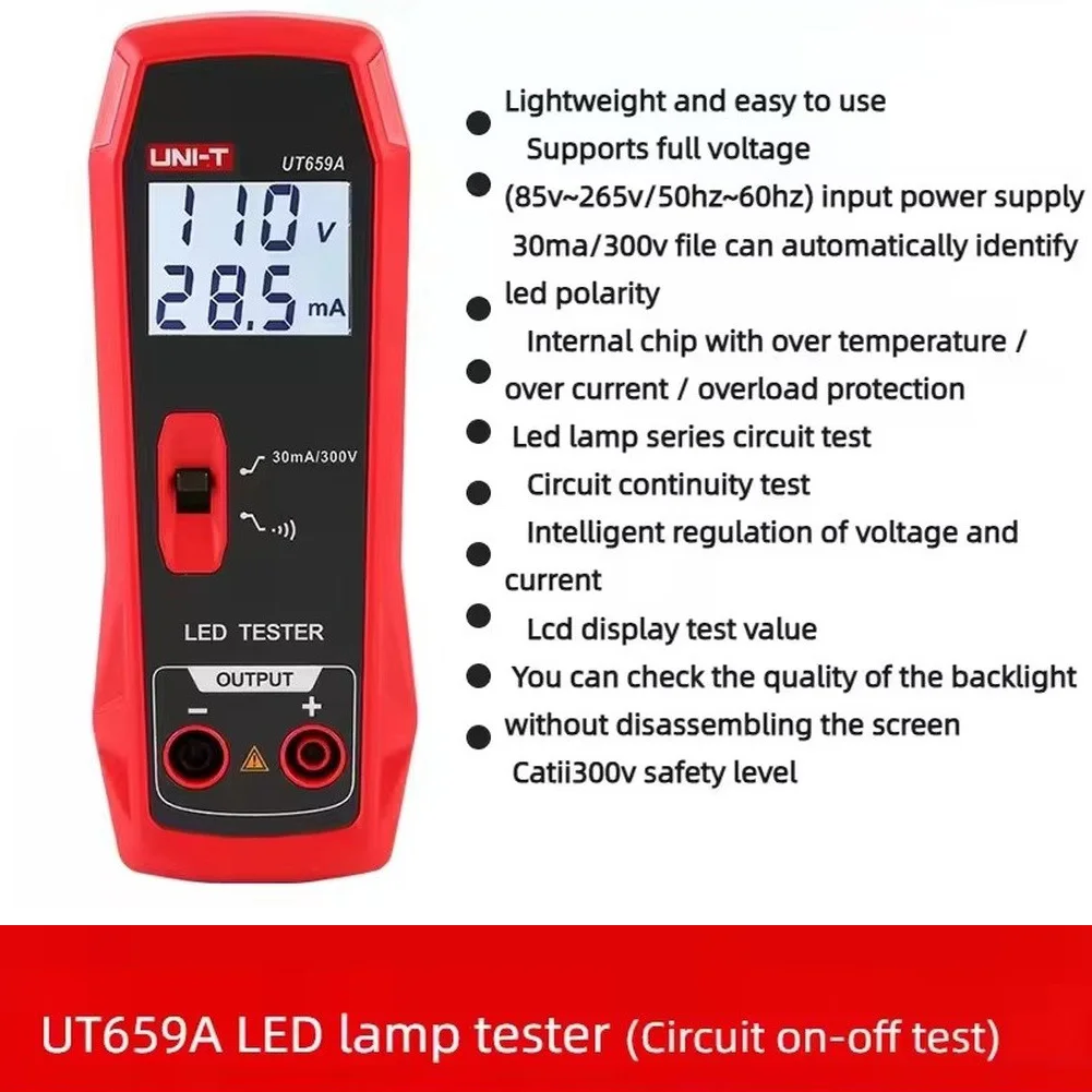 UT659A/UT659D LED Strip Tester, 0–300V Output, Auto-Range, Suitable For LED Strips, LED Chips, And TV Backlighting