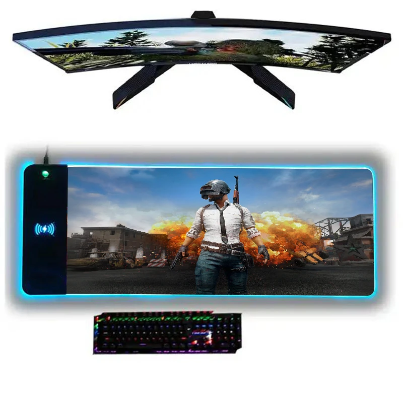 

Mousepad 15W Wireless Charger Mouse pad Gamer Desk Mat PUBG Battlegrounds Gaming Accessories Mats Keyboard Extended Xxl Rgb Mice