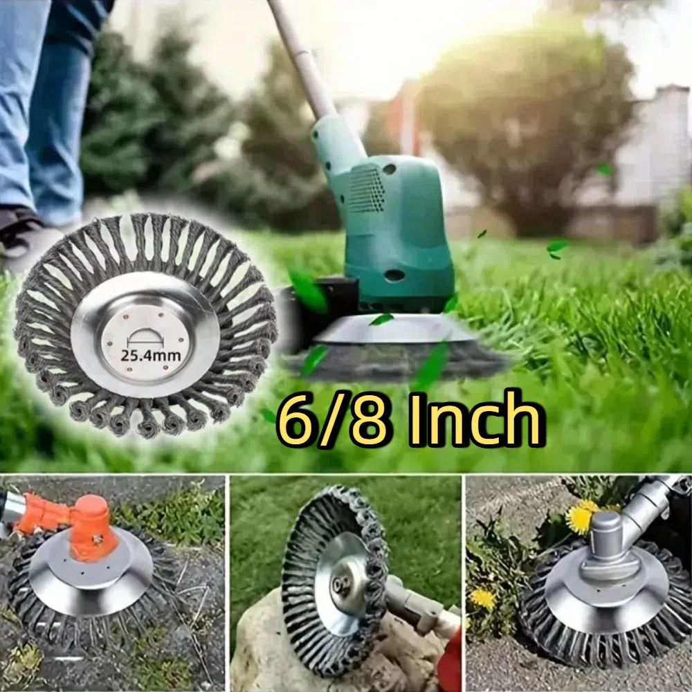 

Universal Upgrade Weeding Machine Head Steel Wire Wheel Brush Design Lawn Mower Head Heavy Duty 6/8 Inch Grass Trimmer Head