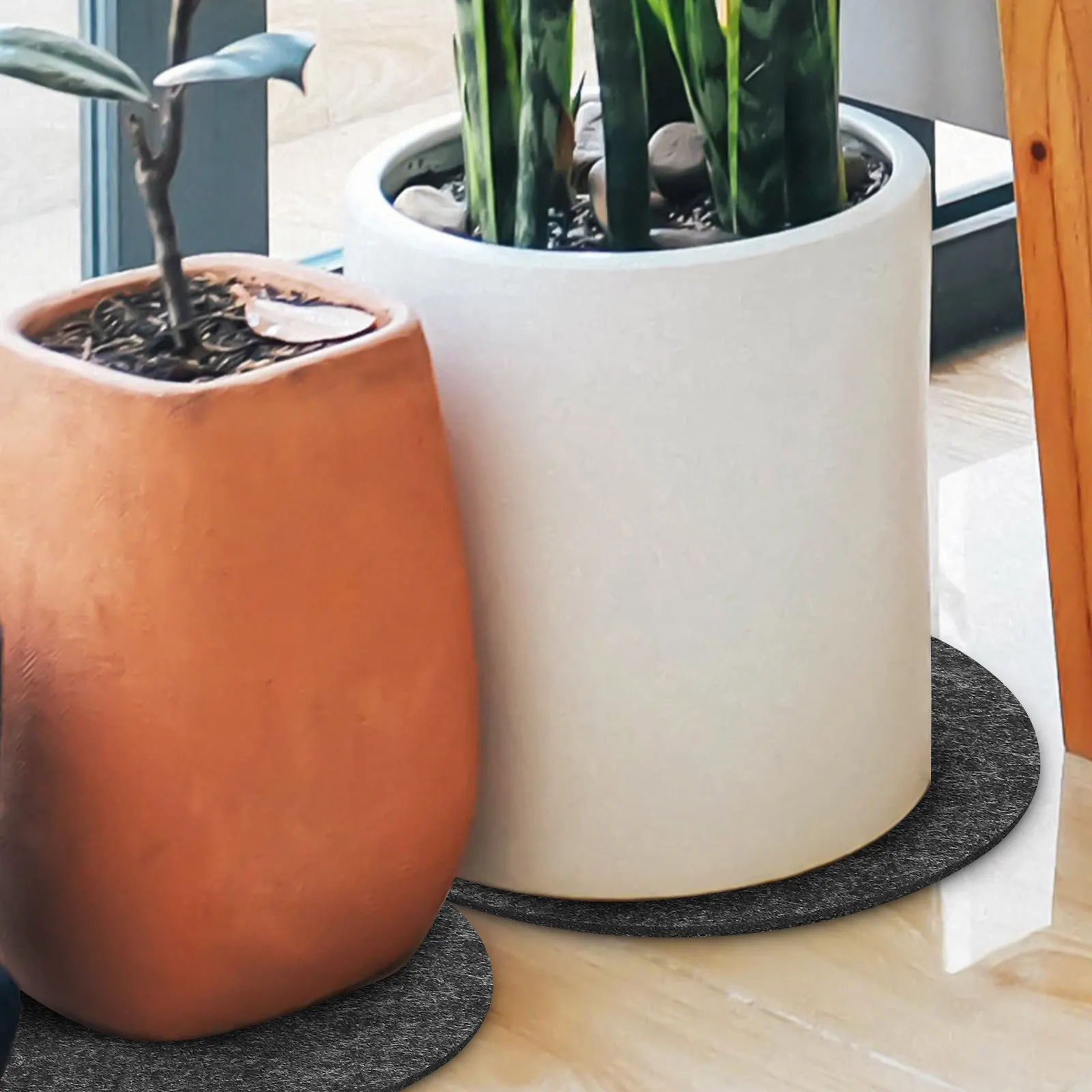 20Pcs Absorbent Felt Plant Coasters Round Reversible Saucers for Indoor Plants Floor Protector Planter Drainage Mat Water