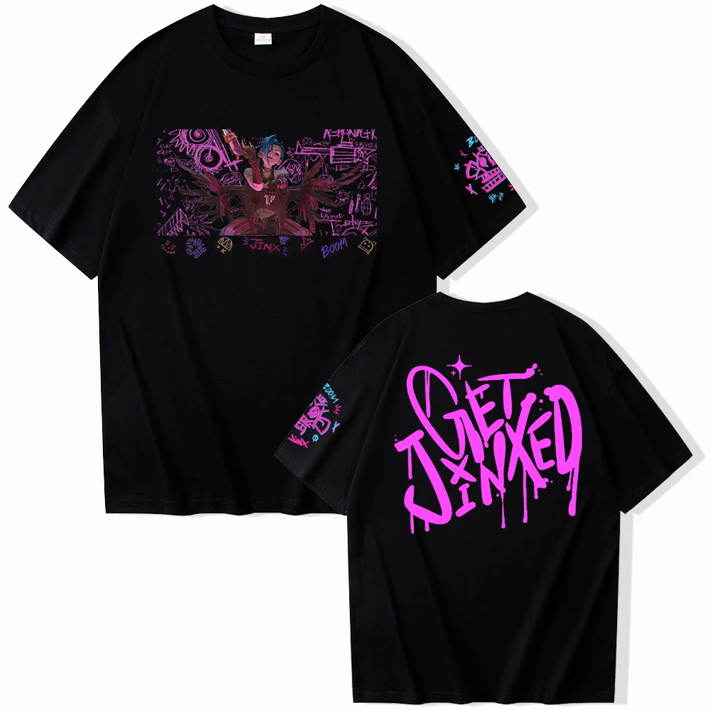 Jinx Arcane Graffiti Art T-shirt O-Neck Short Sleeve Shirts Fans Gift