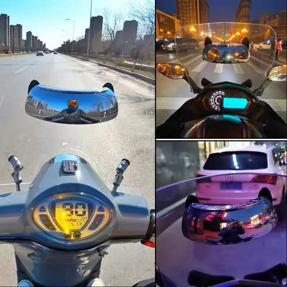 180 Degree Panoramic Motorcycle Rearview Mirror, Windshield Dashboard Wide-angle Blind Spot Assist Rearview Mirror