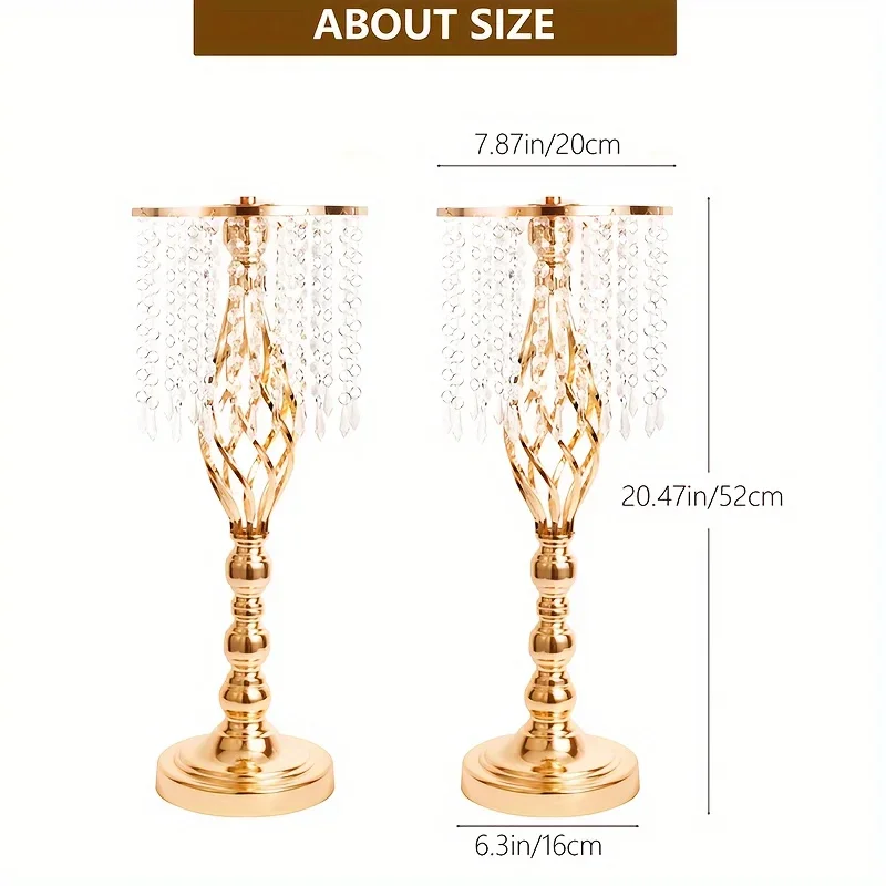 

2pcs Metal Flower Vases Crystal Flower Stand Wedding Centerpieces For Tables Party Dinner Event Restaurant Hotel Decoration