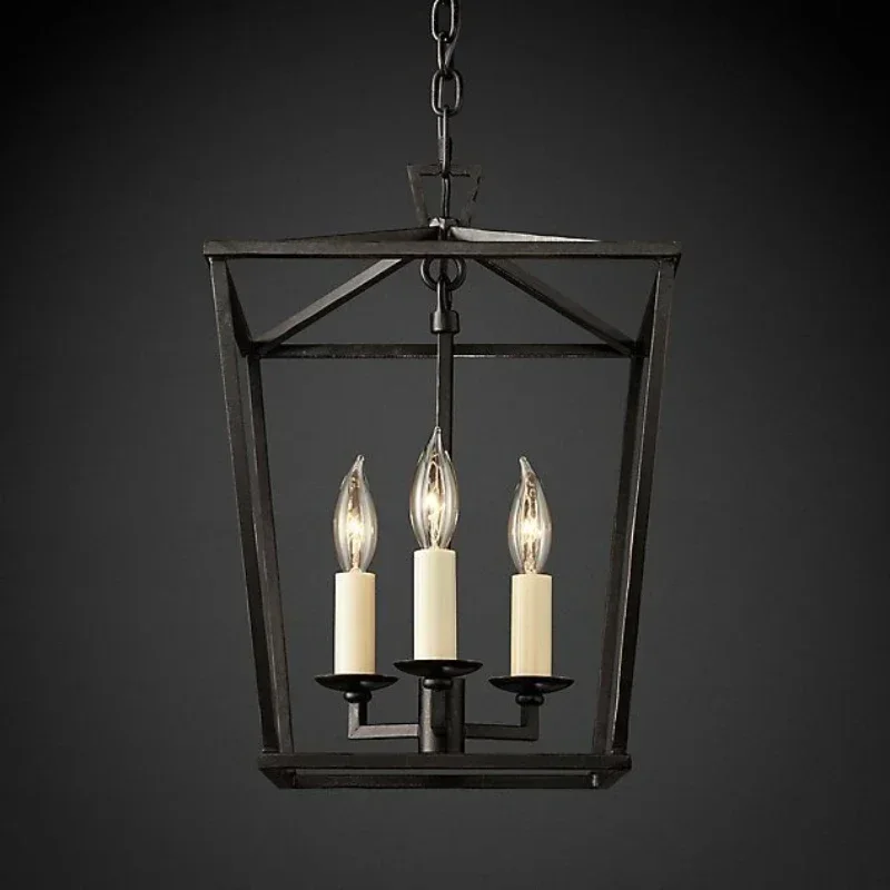 

American Retro Corridor E14 Pendant lamp Minimalism Black Gold Metal Frame Chandelier Living Dining Bedroom Home Decor droplight