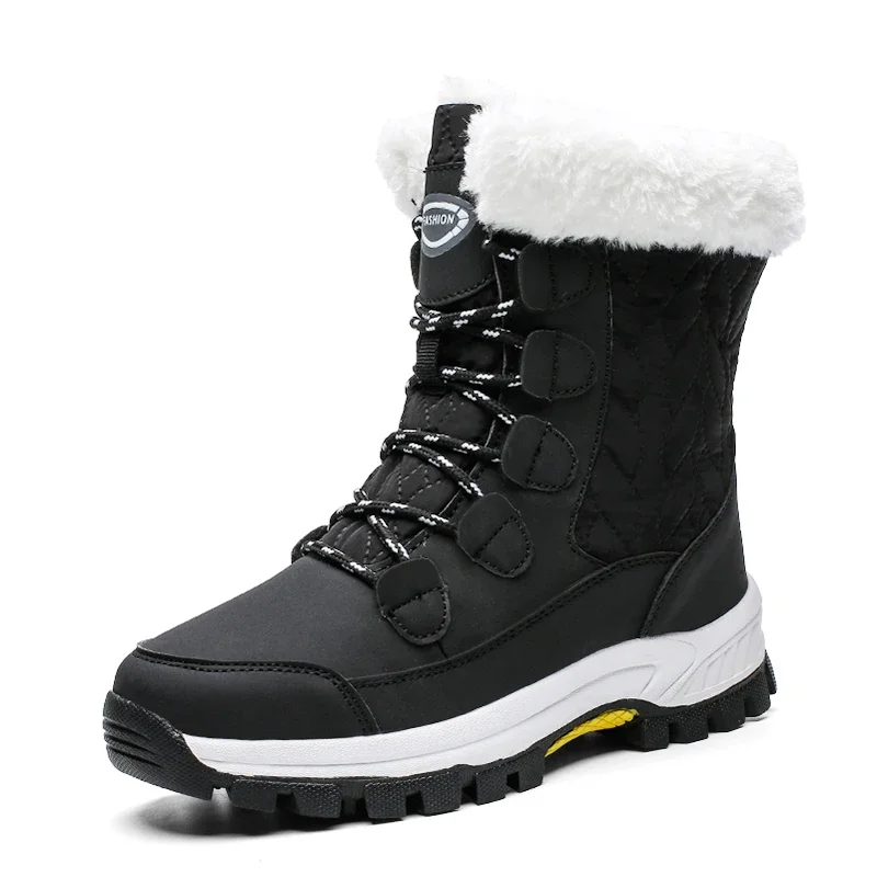 Winter Women Snow Boots Female Anti-slip Outdoor Boots Concise Youth Mid-Calf Boots Waterproof Plush Ladies Cotton-padded Shoes