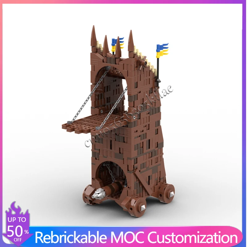 526 PCS Construction Black Siege Tower MOC Customize Modular Building Block Brick Popular Kids Technology DIY Holiday Toy Gifts