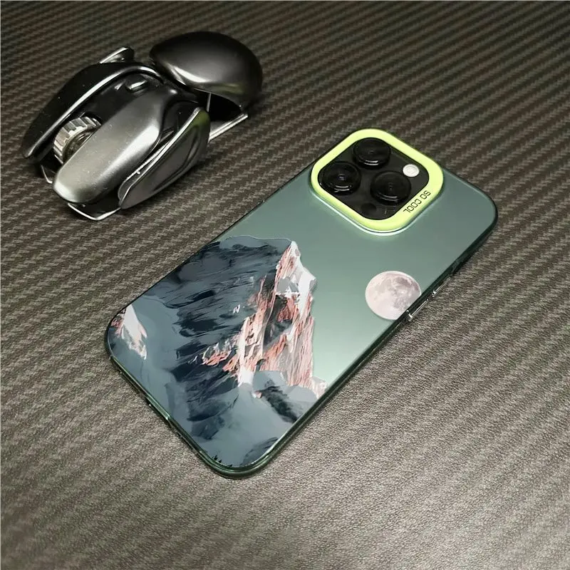 جبل الثلج تحت القمر المشهد قضية الهاتف لسامسونج غالاكسي A26 A36 A56 A55 A54 S25 FE S24 S23 S22 الترا S21 زائد غطاء