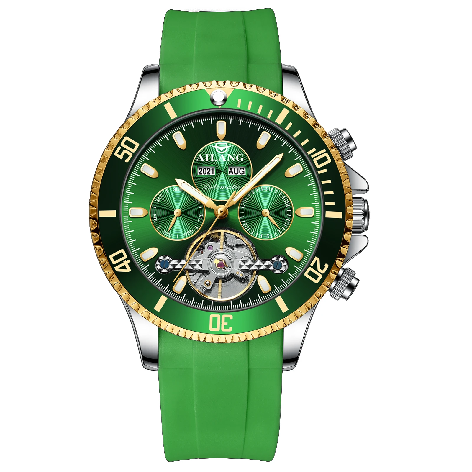 

Men Genuine AILANG Brand Watches Students Fashion Casual Silicone Band Date Mechanical Wrist Watch Green Montres Marque de Luxe