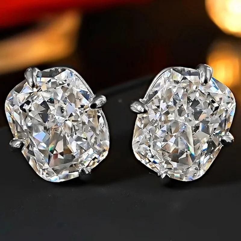 Huitan Damen-Ohrstecker, goldfarben, eingelegt, große weiße CZ, einfacher Stil, Party, Alltag, Accessoires, modisch, vielseitiger Hochzeitsschmuck – Detail 18