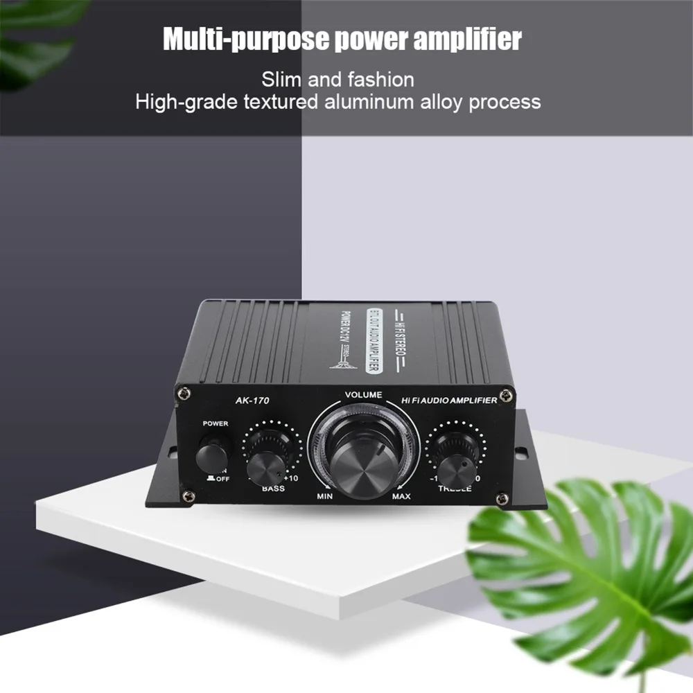20w+20W Mini Power Amplifier 12V 47K Resolution Power Amplifier with Low Distortion Rate AK170 Audio Amplifier Home Audio