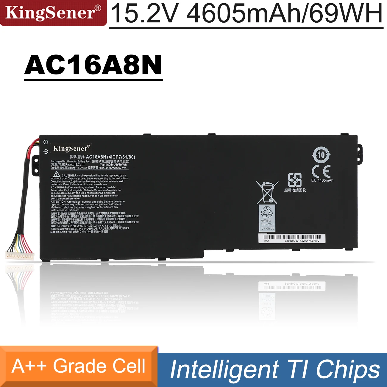 

KingSener New AC16A8N Laptop Battery for Acer Aspire V17 V15 Nitro VN7-593G VN7-793G VN7-793G-73YP 78E3 VN7-793 717L 4ICP7/61/80