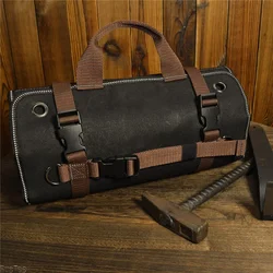 15-Pockets Tool Roll Up Bag Heavy-Duty Waxed Canvas Tool Roll Organizer Roll Up Tool Bag Organizer electrician backpack