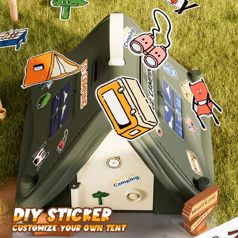 Cartoon tentvorm spaarpot geld besparen contant geld muntautomaat met sleutel beveiliging fantasiespel speelgoed kind volwassen kerstcadeau