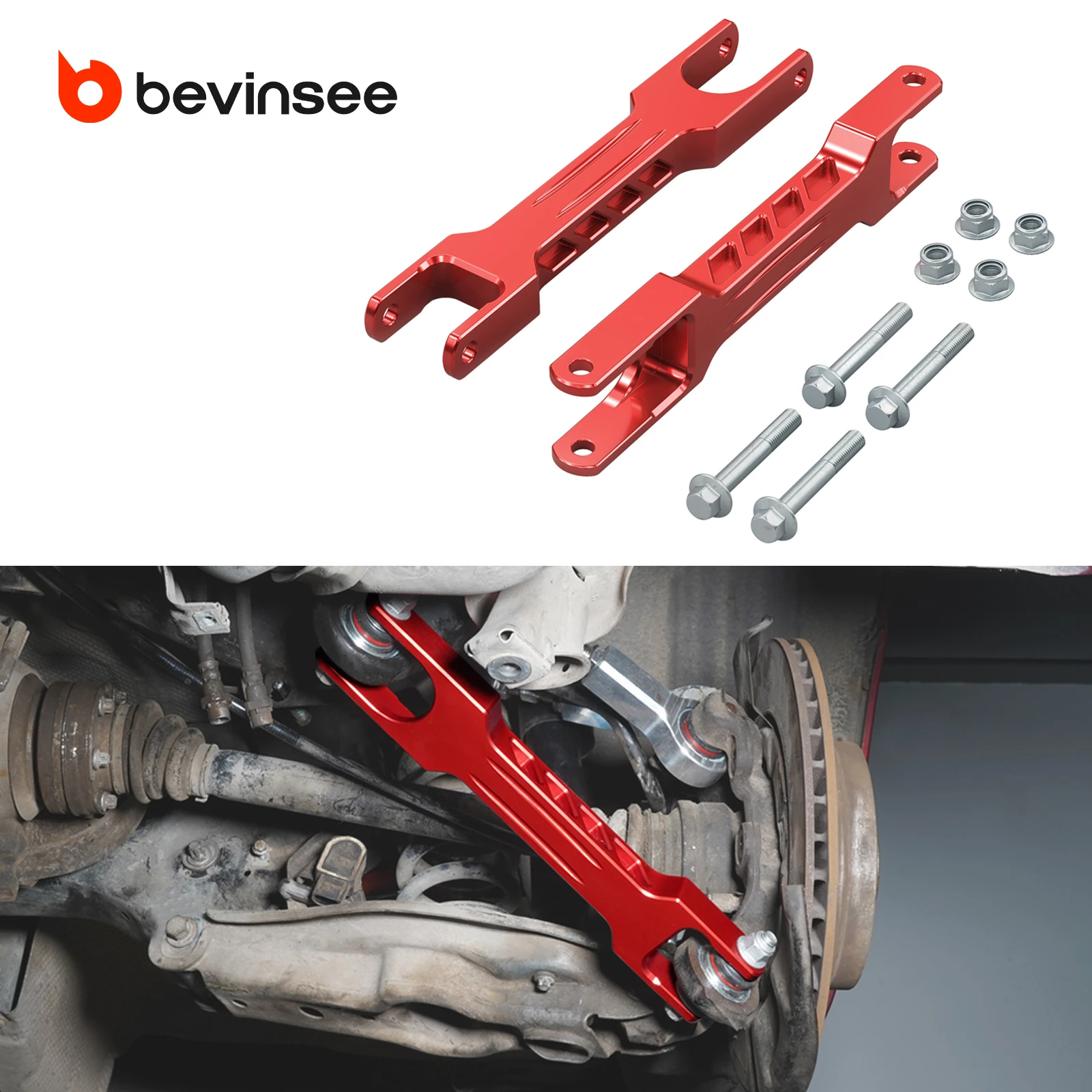 BEVINSEE Billet Aluminum Rear Trailing Arm Set for BMW E90 E91 E92 E93 E81 E82 E87 E88 2005-2013, X1 E84 2010-2015