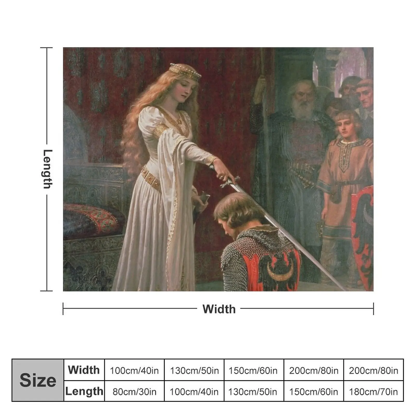 Accolade by Edmund Blair Leighton Medieval Knight Sword and Lady Original Painting HD Throw Blanket Nap Travel Thin Blankets