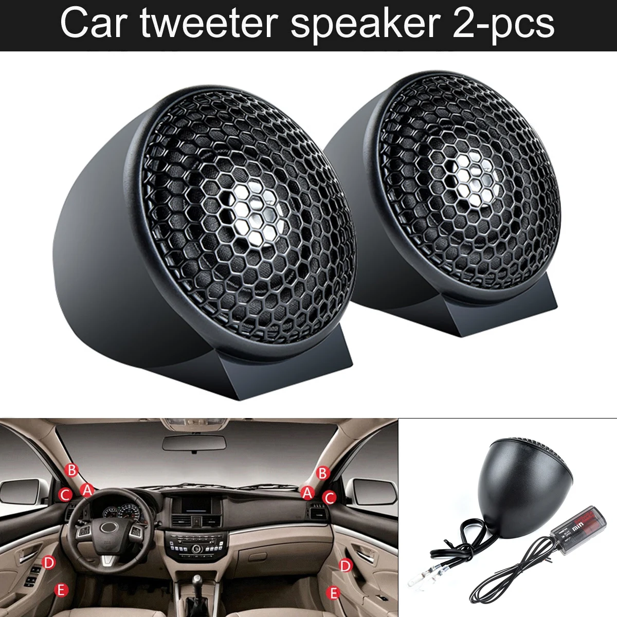 2pcs Car Tweeter Loudspeaker 150W 4Ohm Audio Suoofer Silk Film for Car Modification Car Audio Modification Nondestructive