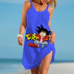 Boho Loose Goku Dragon Ball Z Sexy Sleeveless Vegeta Women's Summer Sun Dresses for Women 2023 Sling Dress Elegant Beach Boho Z