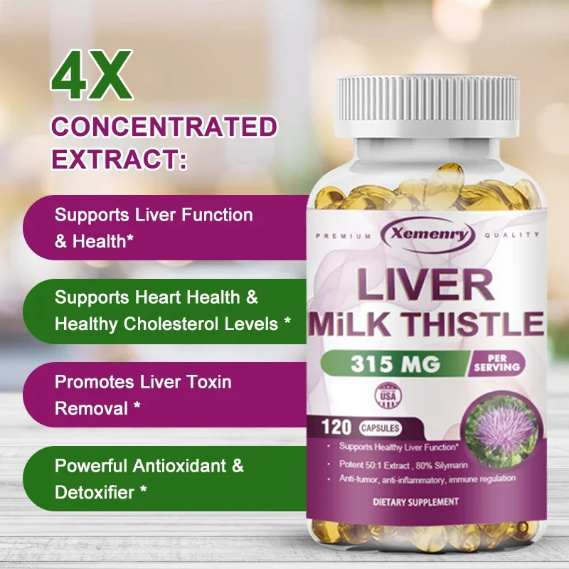 

Milk Thistle Extract Capsules - Detox Cleanse, Liver Support and Repair Formula, Digestion and Antioxidant