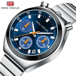 MINI FOCUS-Montre à Quartz pour Femme, Élégante, Bleue, Marque de Luxe, Chronographe, Étanche, Bracelet en Acier, Shoous Hand, 0491