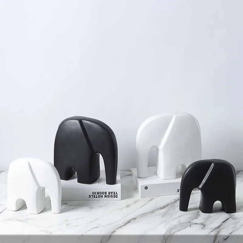 

Abstract cartoon animal cute ceramic elephant Nordic light luxury decoration high-end home living room TV cabinet decoration