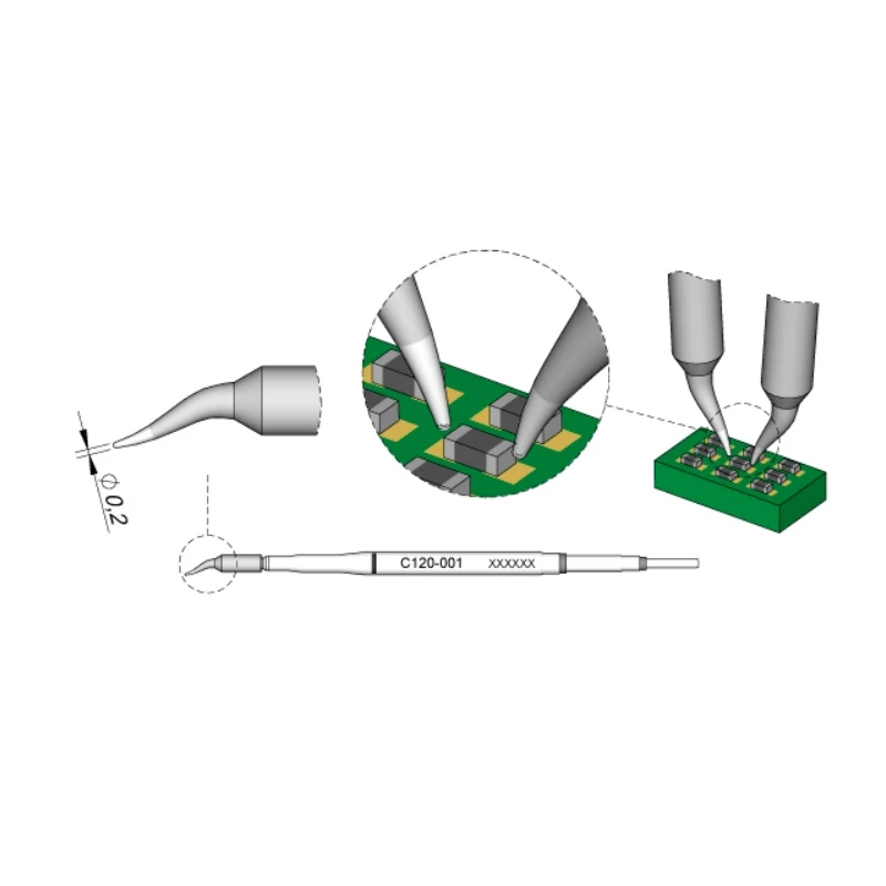 1 Piece C120-001 Soldering Iron Tip For JBC Work With Micro Tweezer PA120