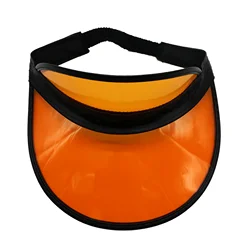 Outdoor Cycling Suitable for Both Men and Women Orange Shade Transparent UV-Resistant Plastic Black Adjustable Sun Visor Hats