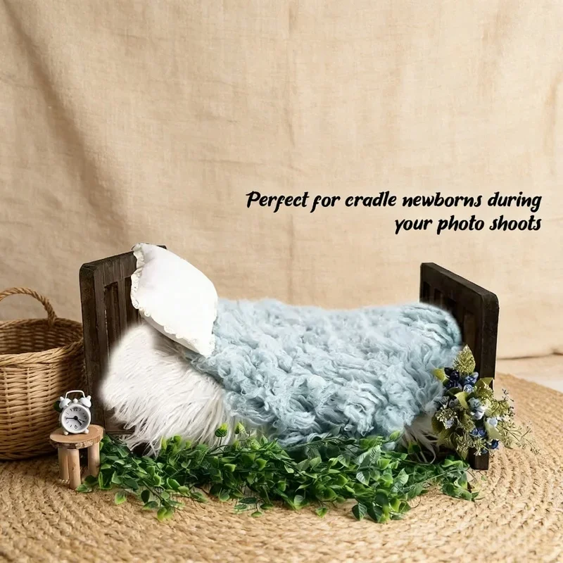 Children Wooden Bed Baby Accessories Newborn Studio Photography Props Keepsakes Souvenirs Infant Boy Girl Photo Shooting Props