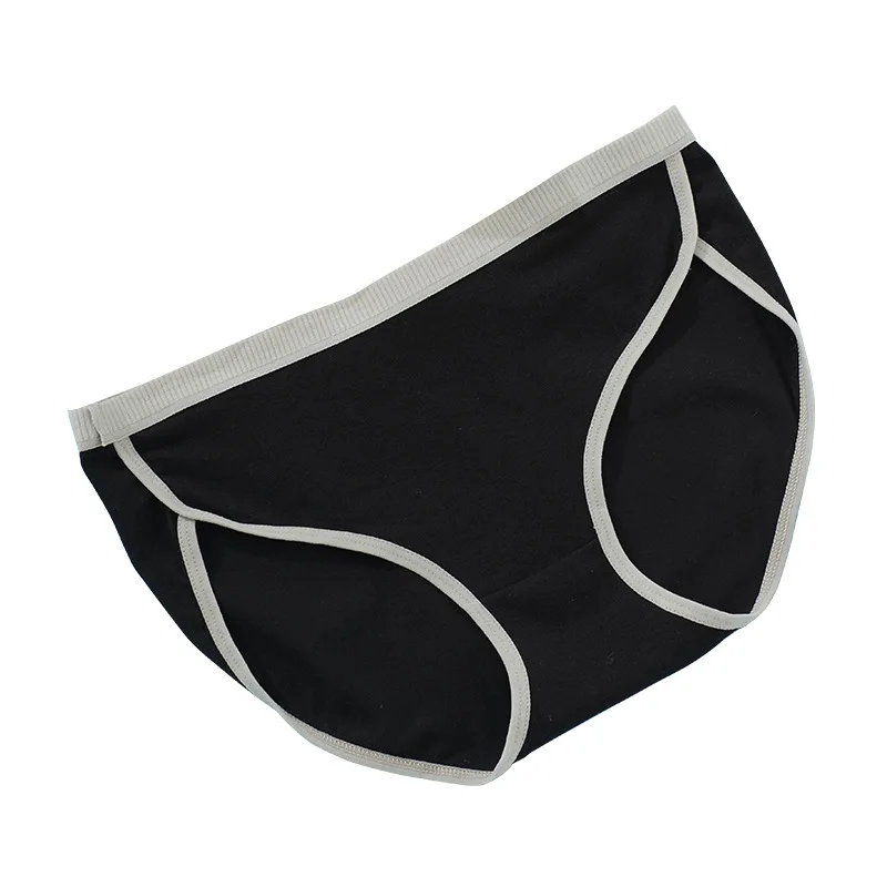 Simple Solid Color Basic Style Black  Soft Pure Desire Style Mid-waist Full Cotton Crotch Breathable Triangle Briefs