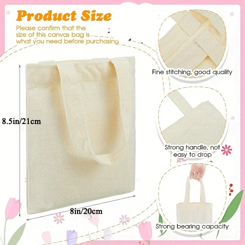 1pc Craft Bags Mini Tote Bag Blank Canvas Tote Bag Small Sacks Bag Reusable Gift Bag Grocery Bags for Kids Party Favor