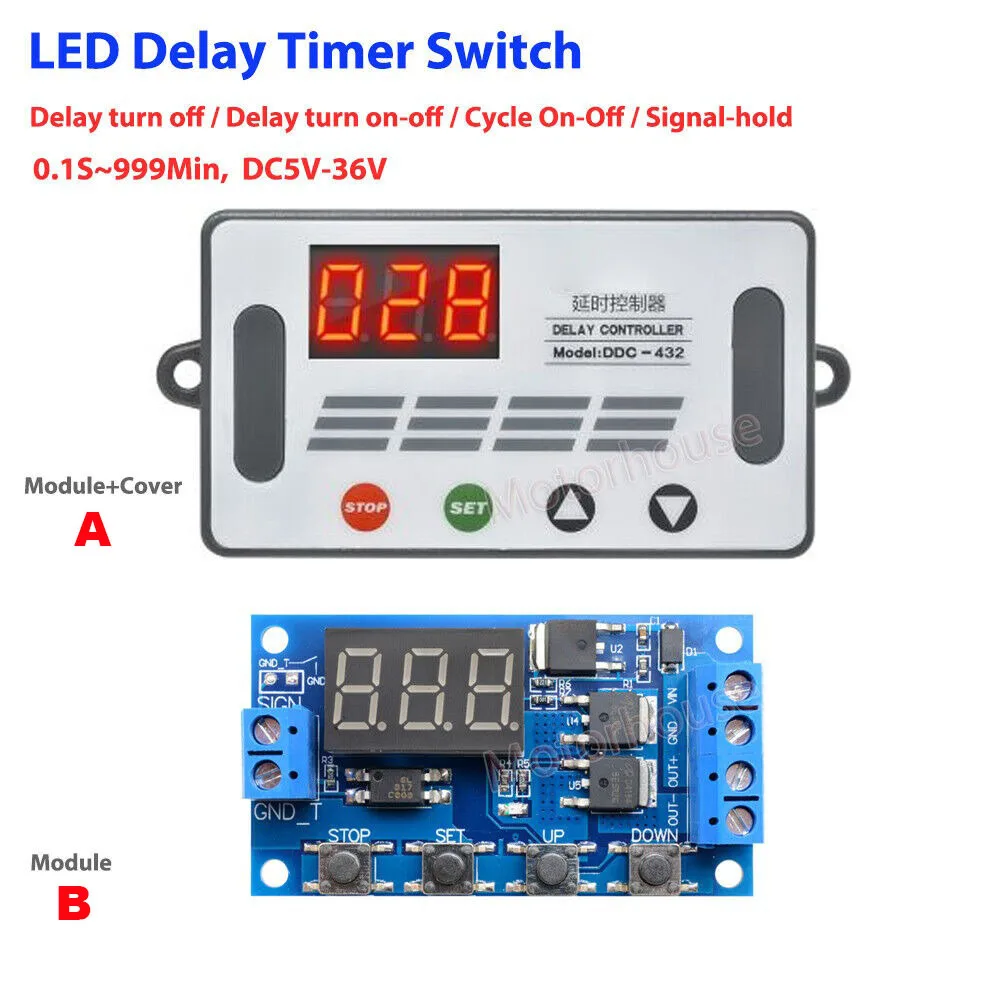 

Digital LED DC 5V 9V 12V 24V Mini Timing Switch Trigger Delay Time Switch Turn Off/On Cycle Loop Mute Timer Relay Switch Module