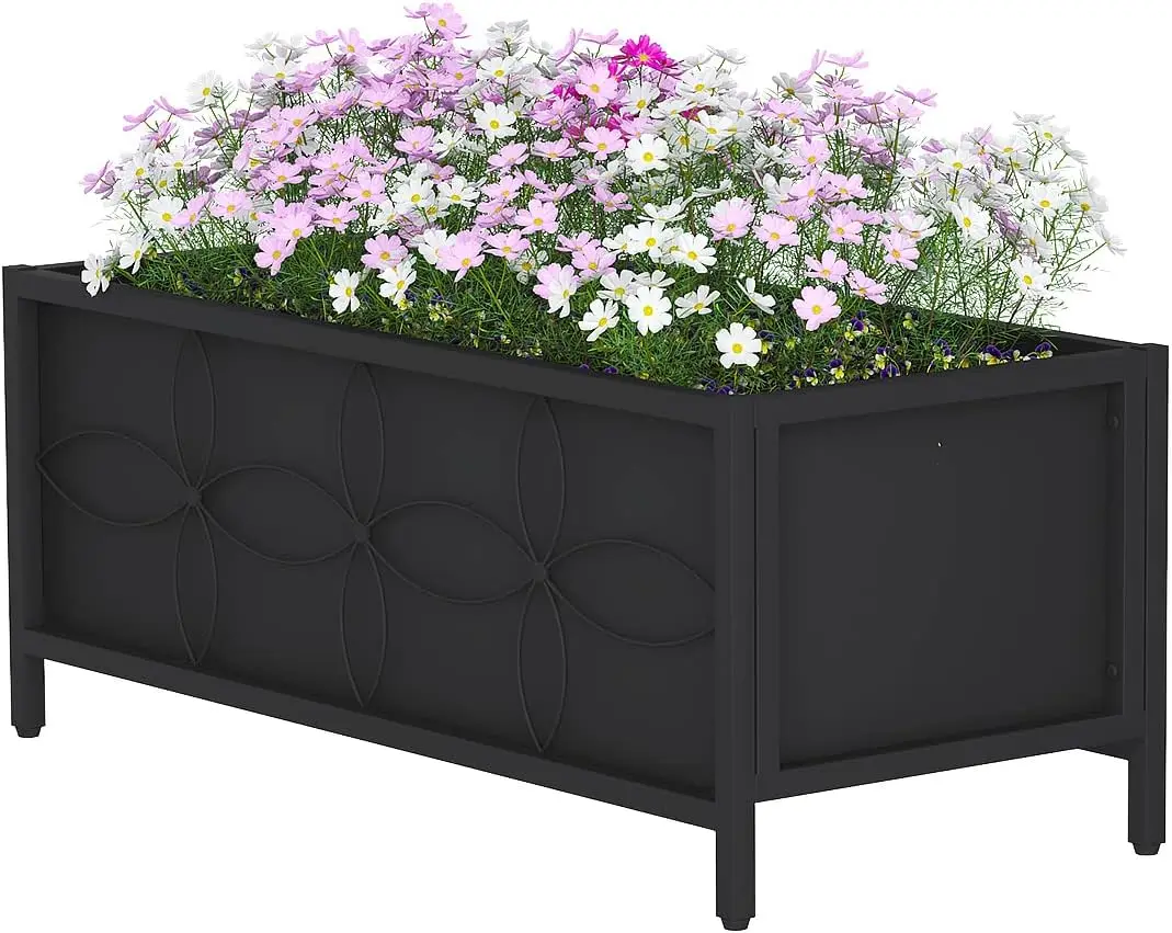 

Прочная приподнятая садовая кровать с внутренними тканевыми вкладышами для овощей и цветов, ящик для цветов на заднем дворе, патио, балкона. Внутренний размер: 33.