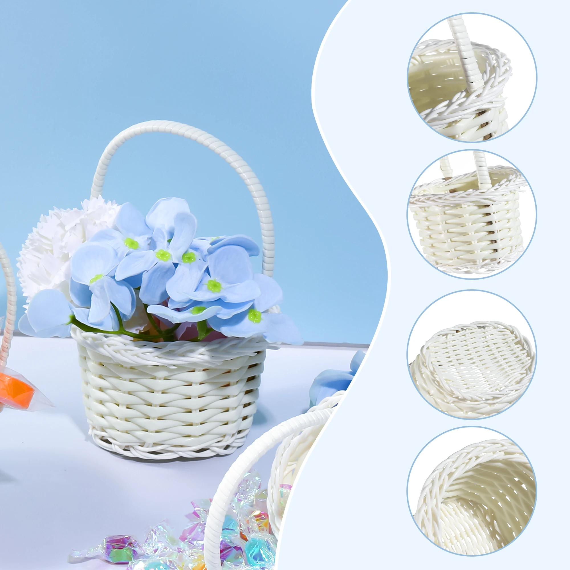 Gardening Tools Girls - Authentic Woven Flower Basket Minimalist White