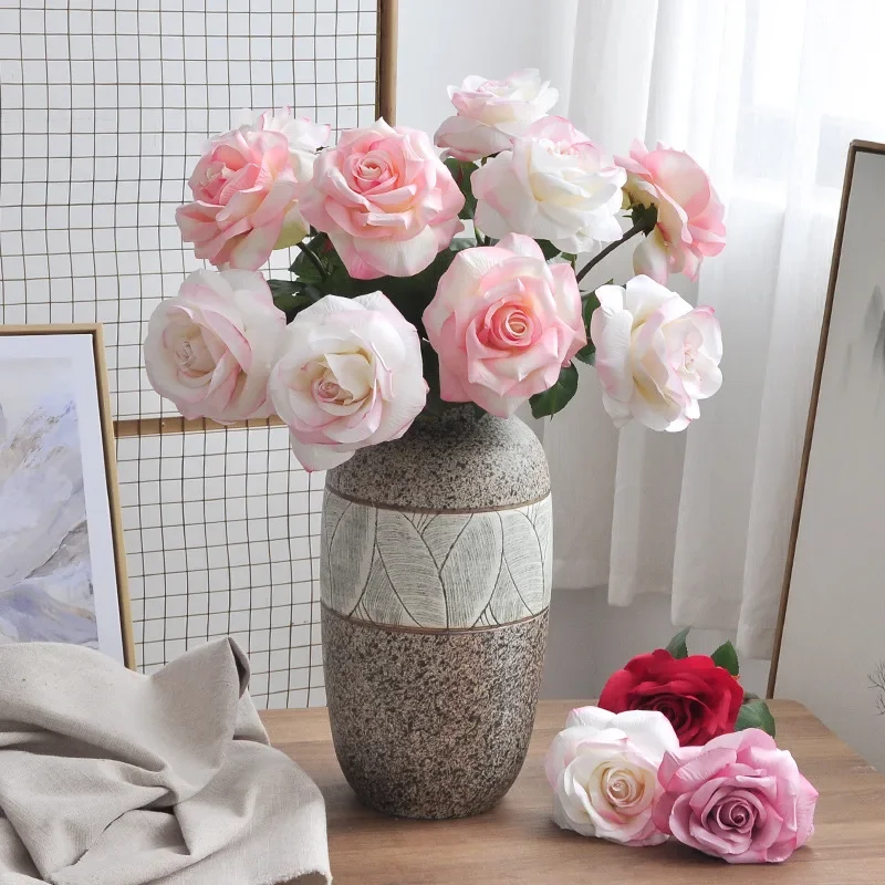 67CM Artificial Rose Single DIA 15CM Retro Home Living Room Decoration Bouquet Wedding Road Guide Rose Photography Prop