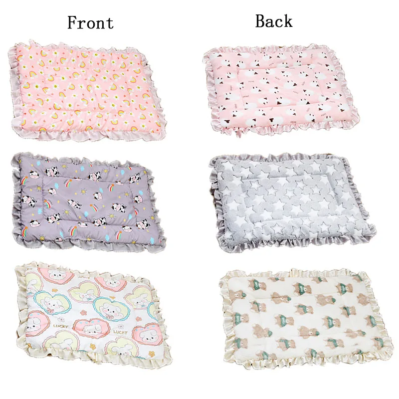 Warm Dog Bed Sofa Pet Sleeping Mat Flannel Lace Mattress for Small Large Dogs Blanket Double-Sided Puppy Mat Bed Pet Supplies XS