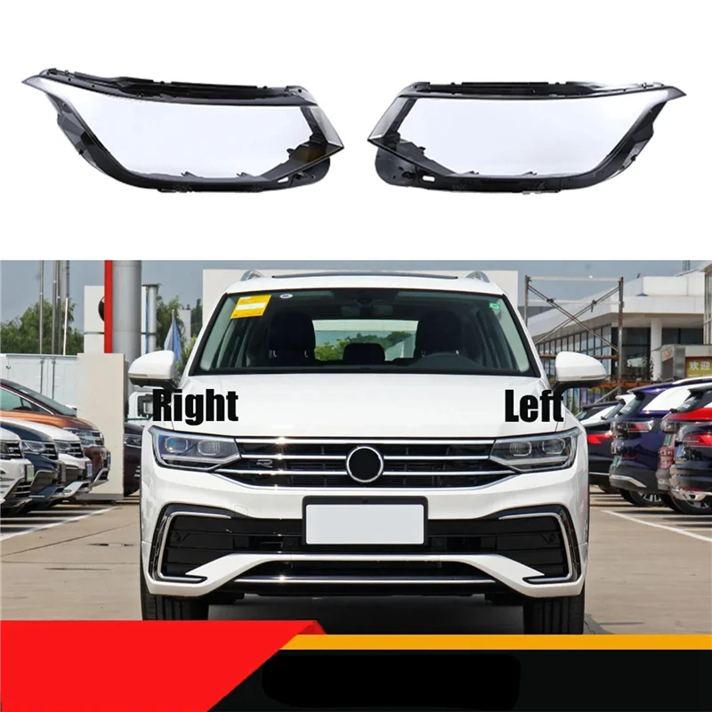 ل VW Tiguan L 2022 رئيس ضوء غطاء المصباح الظل شفاف عاكس الضوء العلوي قذيفة الزجاج العضوي اليسار استبدال