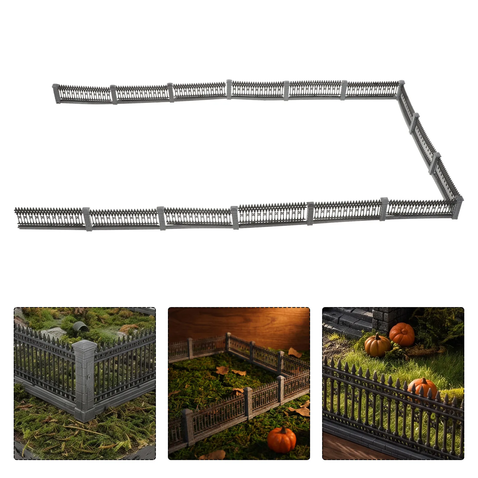 1 Set Halloween Landscaping Accessories Dollhouse Fence Mini Black Decor Miniature Garden Gothic for Railing Diorama