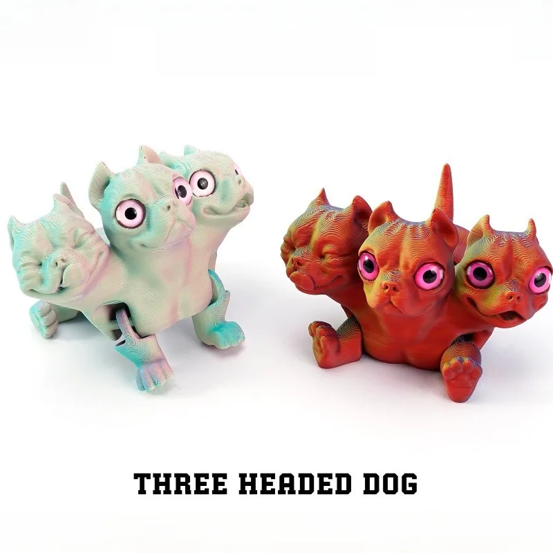 Реалистичные фигурки Cerberus с 3D принтом, игрушки, многошарнирные подвижные трехголовые игрушки для собак для украшения дома, детские подарки на день рождения, игрушки