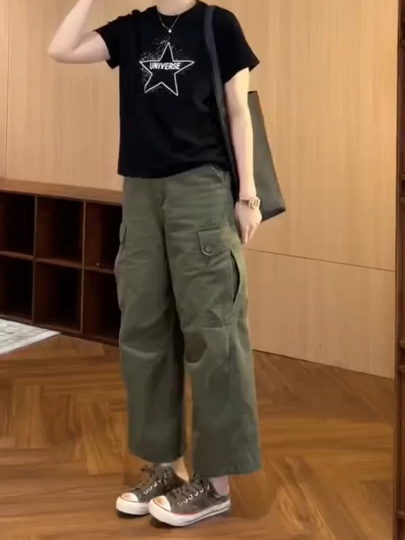 

High Waist Loose Fit Thin Denim Jeans Women's Summer Casual Straight Leg Pants Workwear Style Slimming Effect Small Stature
