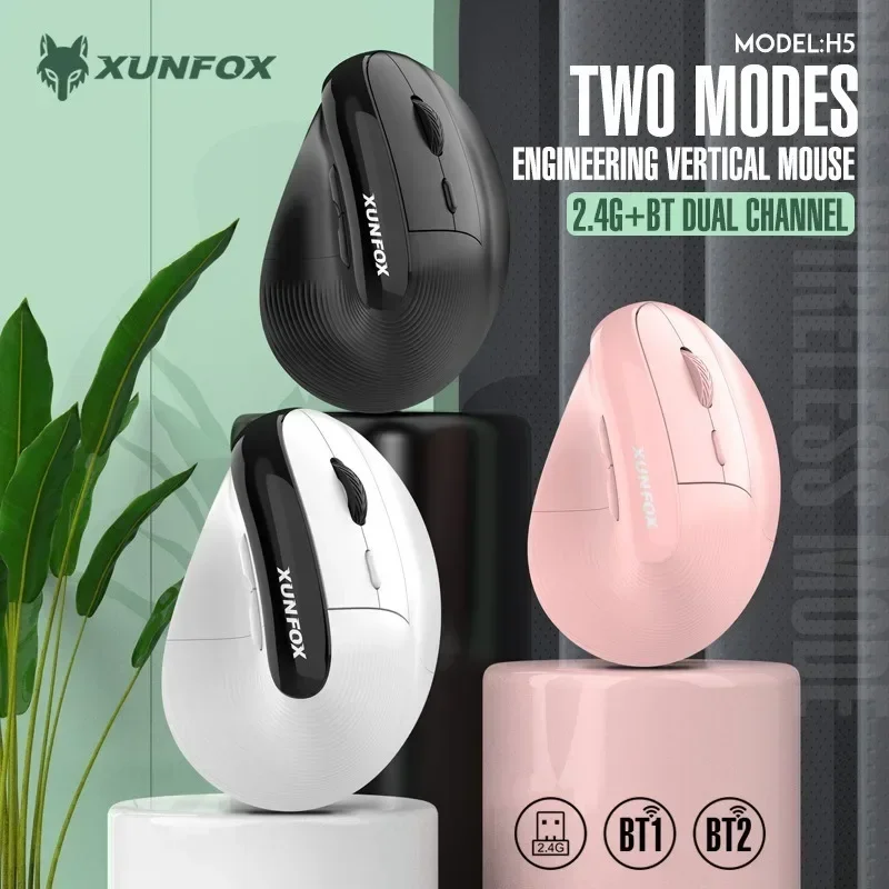 

Vertical Wireless Mouse 2.4G Wireless Bluetooth Dual-mode Ergonomic Office Mouse Type C Mice for Laptop PC MacBook Windows