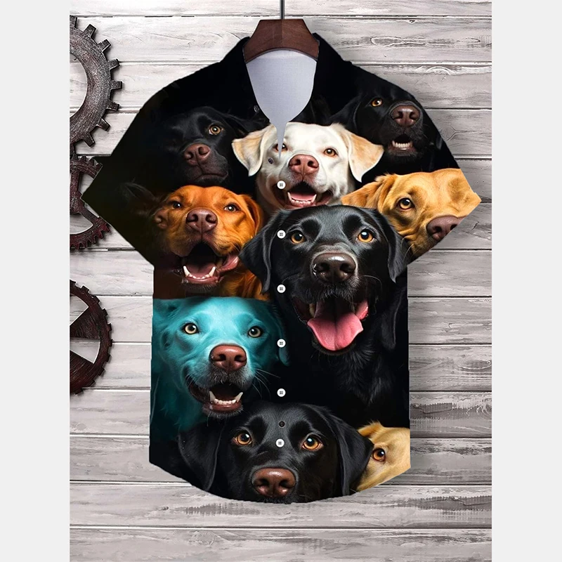 

Funny Cute Animal Pattern Shirt Men's Clothing 3d Printed Cats Dog Animal Shirts Harajuku Streetwear Casual Trend Button Blouse