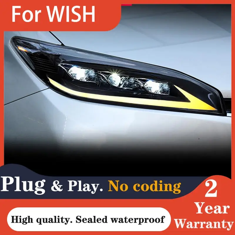 2PCS Headlights For Toyota Wish 2009 2010 20112012 2013 2014 2015 Full LED Head Lamps DRL Dynamic Turn Signals Car Accessories