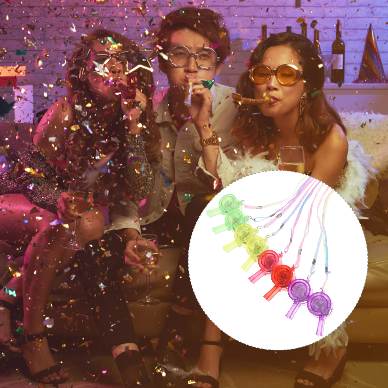 24Pcs Luminous Whistle Party Favors Kids Plaything Durable Funny Cheering Props Birthday Carnival Holiday Glow in Dark