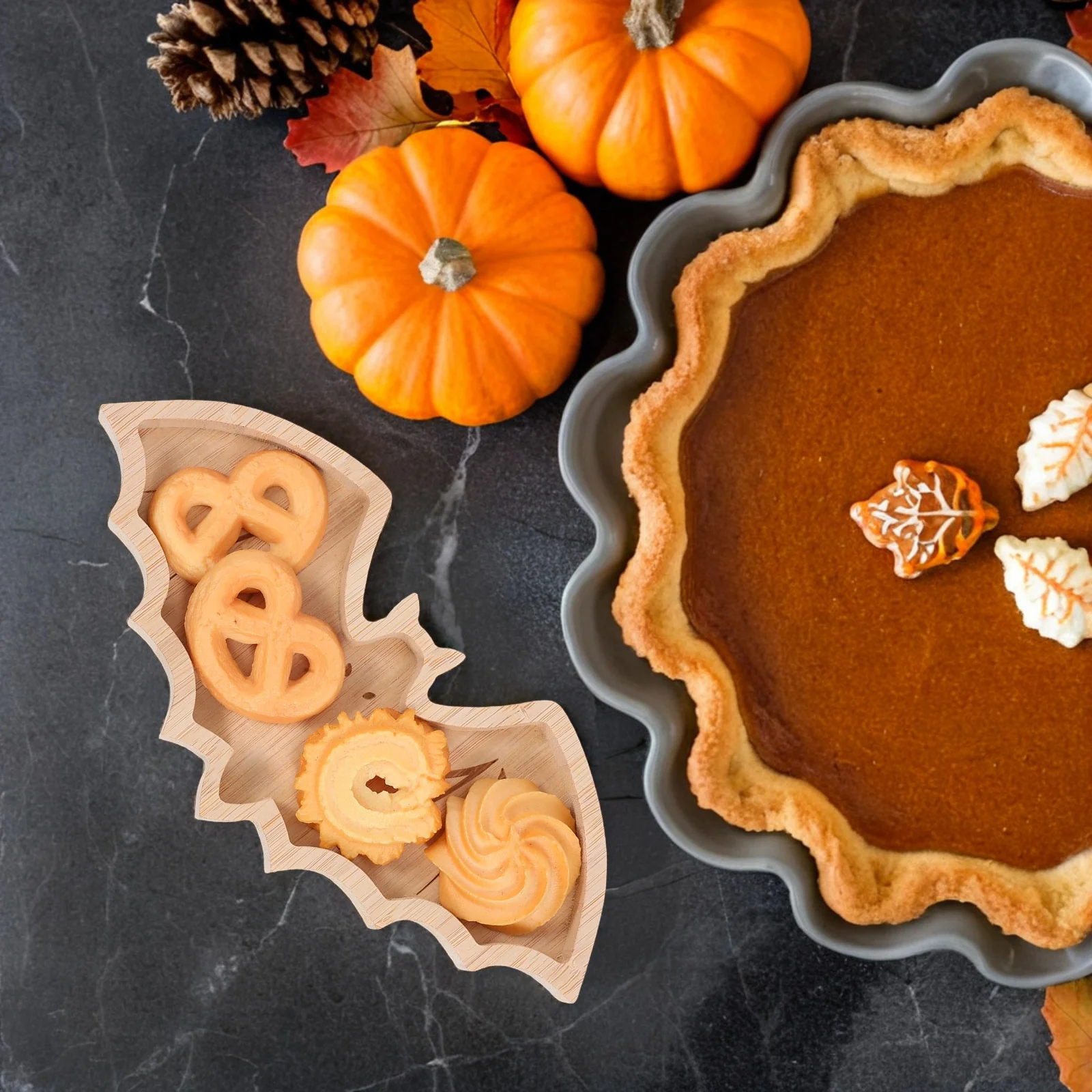 

Halloween Bat Shape Wooden Serving Tray Charcuterie Board Snack Plate Fruit Dish Halloween Party Tableware Bat Serving Platter