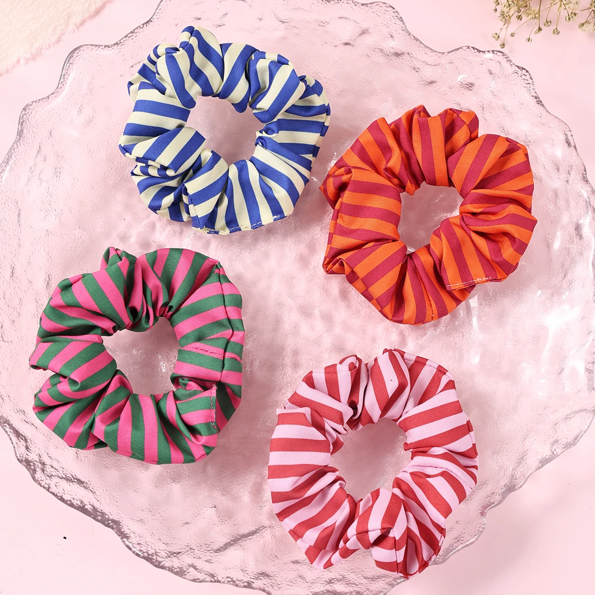 4 Pcs Y2K Color Striped Satin - Scrunchie Satin Set recension och pris